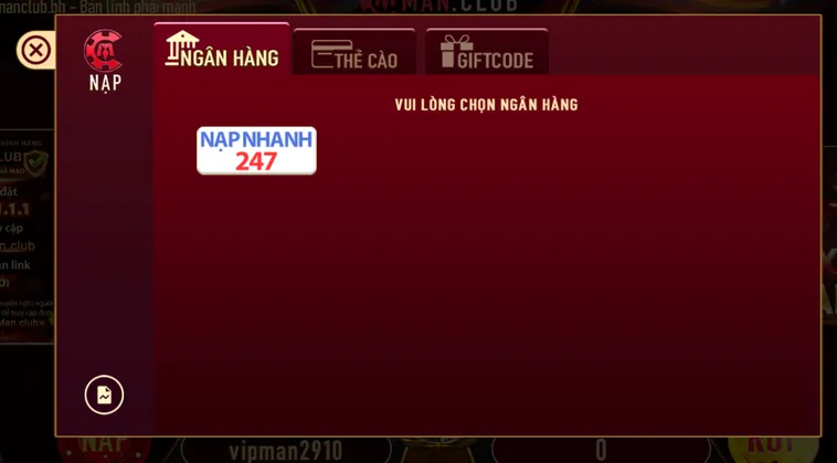 Nạp Tiền ManClub Qua Ngân Hàng Nhanh Chóng Hiệu Quả Nhất Hiện Nay